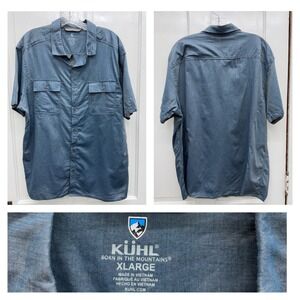 Kuhl navy blue‎ iridescent short sleeve button down shirt men's xl
